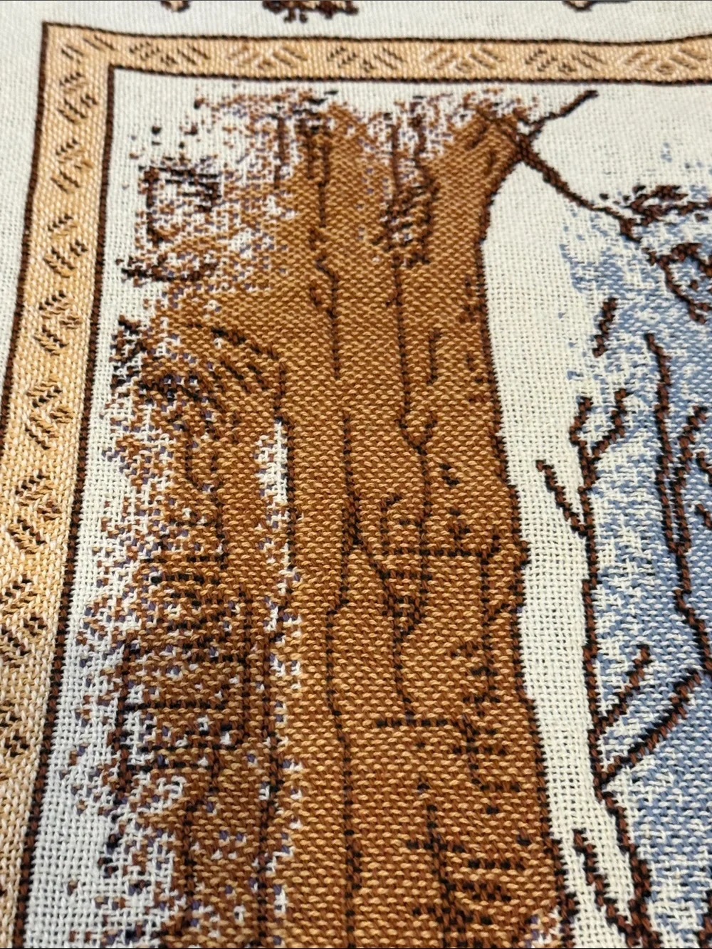 Disney Winnie the Pooh Beige, Brown, Green Tapestry Throw 3.25 x 4.25